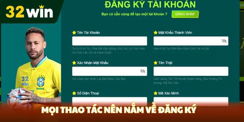 Mọi thao tác nên nắm về đăng ký